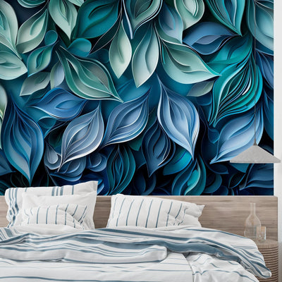 Wallpaper 3D Embossed Leaves Peel And Stick & Non-Woven