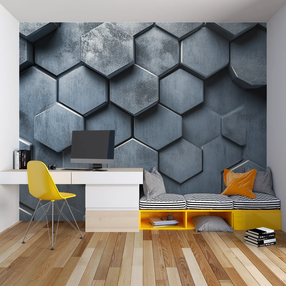 Wallpaper 3D Honeycomb Metallic Peel & Stick