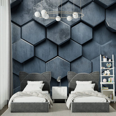 Wallpaper 3D Honeycomb Metallic Peel & Stick