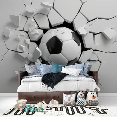 Wallpaper 3D Soccer Effect Black & White Peel-And-Stick