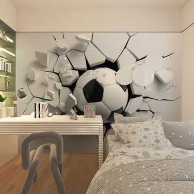 Wallpaper 3D Soccer Effect Black & White Peel-And-Stick