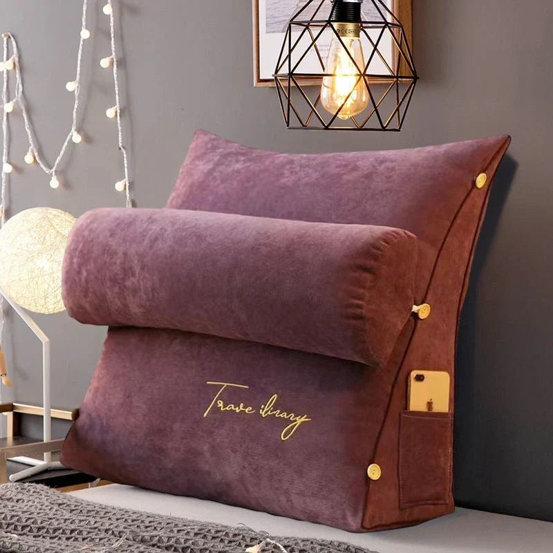 Wedge Pillow Ergonomic Back & Neck Support Side Pocket