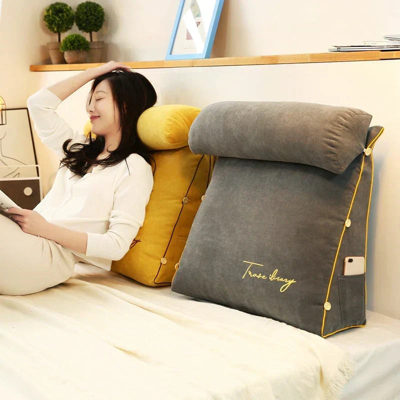 Wedge Pillow Ergonomic Back & Neck Support Side Pocket