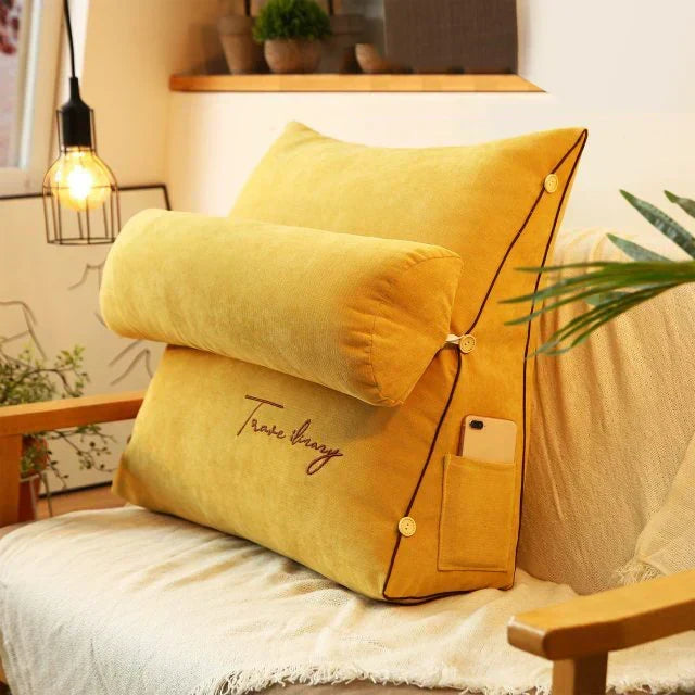 Wedge Pillow Ergonomic Back & Neck Support Side Pocket