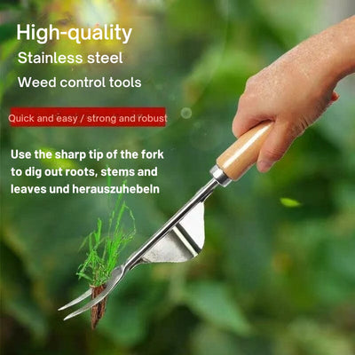 Weed Puller V-Fork Lever Action Wood Handle