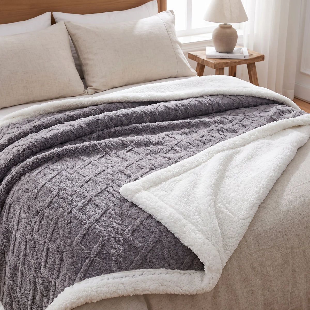 Weighted Blanket Sherpa Cover Glass Bead Filling Machine Washable