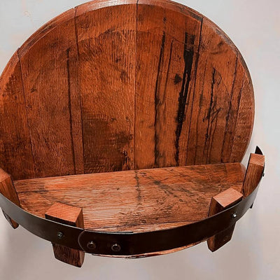 Whiskey Barrel Shelf Genuine Oak Steel Band Accents