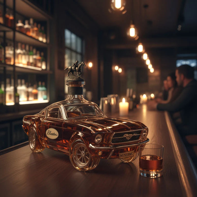 Whiskey Decanter Sports Car Silhouette Decorative Glass