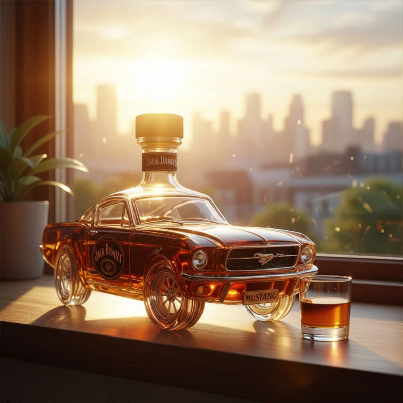 Whiskey Decanter Sports Car Silhouette Decorative Glass