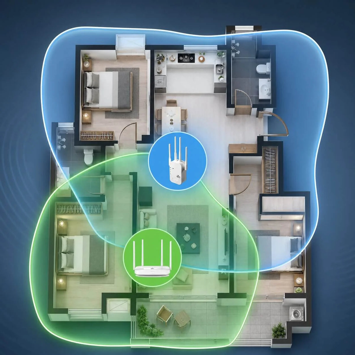 Wi-Fi Repeater Dual-Band 4 Antennas LED Display