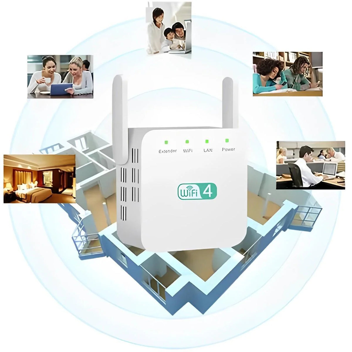 WiFi Range Extender Dual-Band High-Gain Antennas & Gigabit LAN