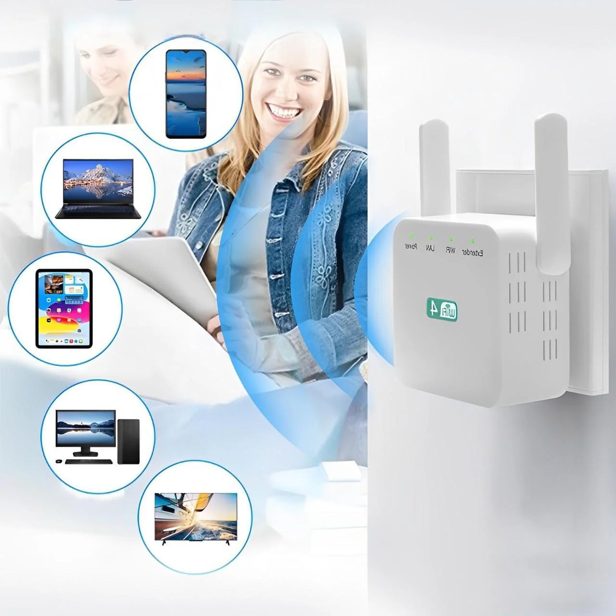 WiFi Range Extender Dual-Band High-Gain Antennas & Gigabit LAN