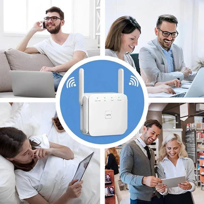 WiFi Range Extender Dual High-Gain Antennas Plug-and-Play Setup
