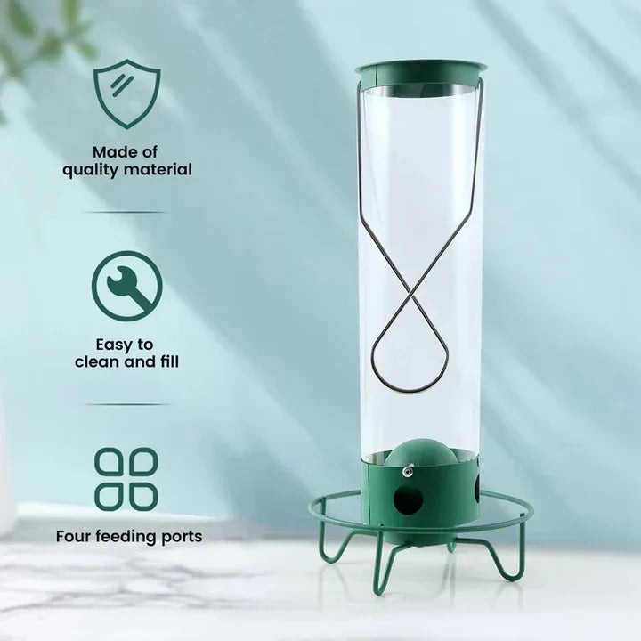 Wild Bird Feeder Weight-Activated Spinning Perch Metal Four Ports