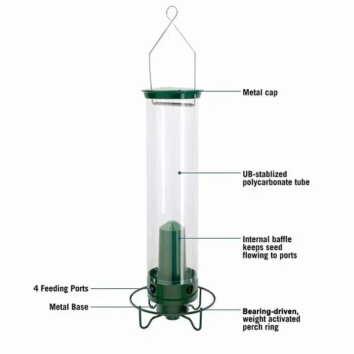 Wild Bird Feeder Weight-Activated Spinning Perch Metal Four Ports