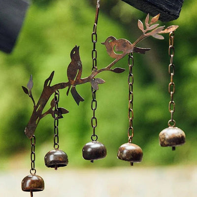 Wind Chime Antique Iron Bird Motif 4 Tuned Bells