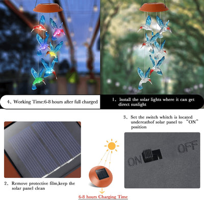 Wind Chime Light Solar Color-Changing Dusk Sensor