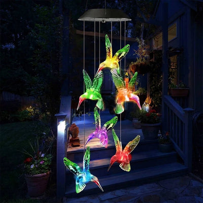 Wind Chime Solar Color-Changing LED Glass & Iron