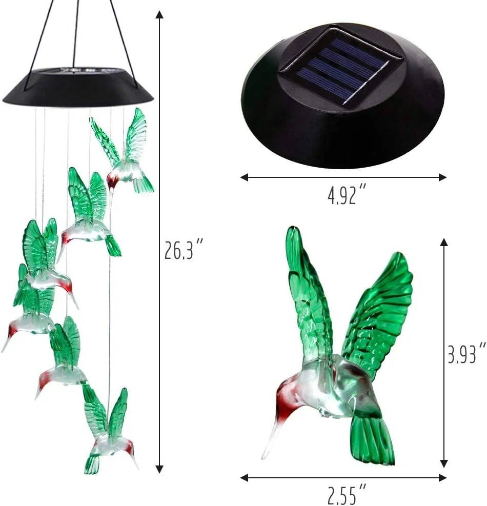 Wind Chime Solar Color-Changing LED Glass & Iron