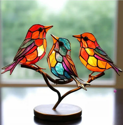 Window Bird Decor Colorful Light-Reflecting Suction Cup & Hanging
