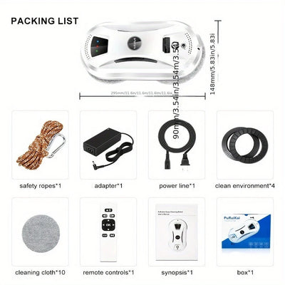 Window Cleaning Robot Automatic Remote Control & Powerful Suction