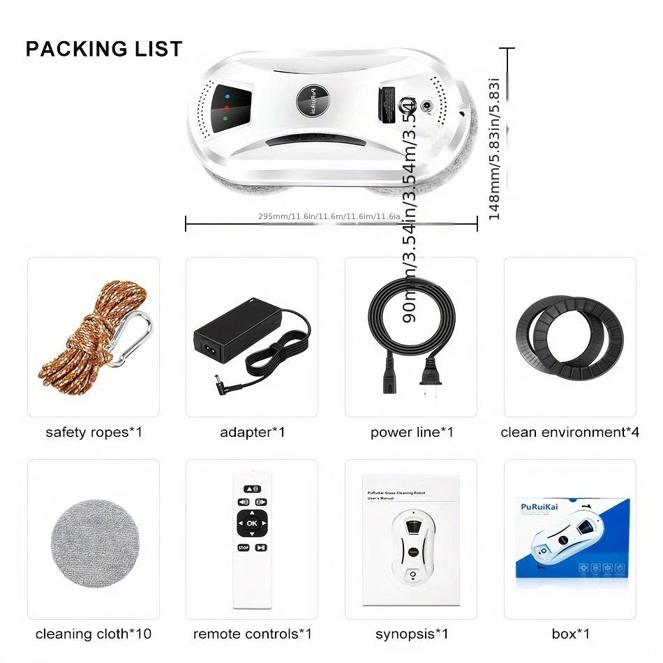 Window Cleaning Robot Automatic Remote Control & Powerful Suction