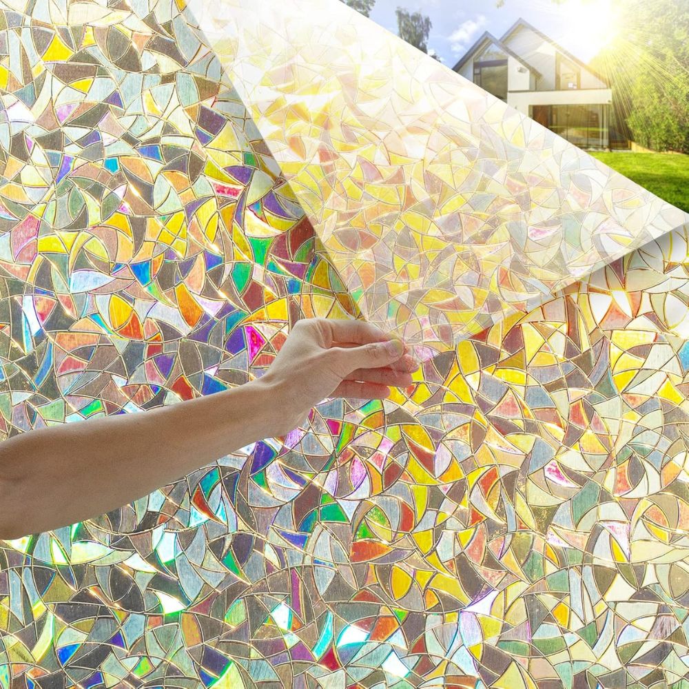 Window Film Prismatic Privacy Static Cling 96% UV Blocking