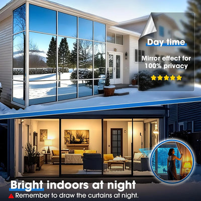 Window Privacy Film Reflective Self-Adhesive & Removable UV Protection