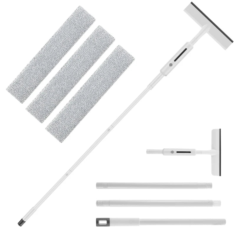 Window Wiper Integrated Spray & Double Blade Telescopic Handle