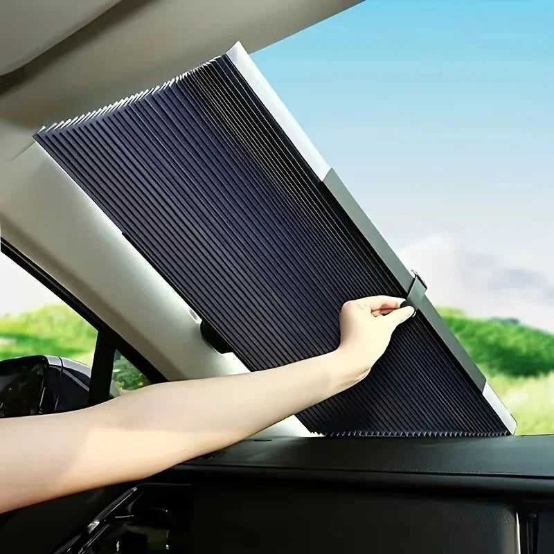 Windshield Sunshade Retractable Reflective One-Hand Operation