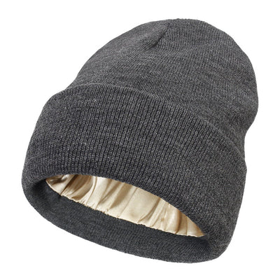 Winter Beanie Wool Exterior Silk Lining Hair-Friendly Comfort