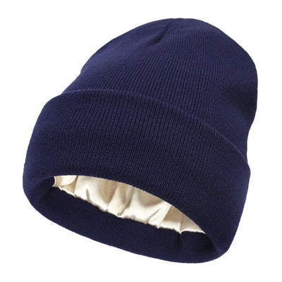 Winter Beanie Wool Exterior Silk Lining Hair-Friendly Comfort