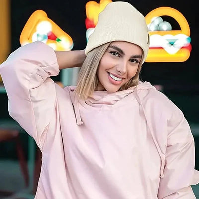 Winter Beanie Wool Exterior Silk Lining Hair-Friendly Comfort