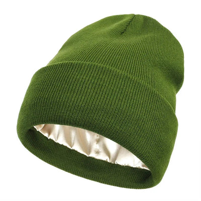 Winter Beanie Wool Exterior Silk Lining Hair-Friendly Comfort