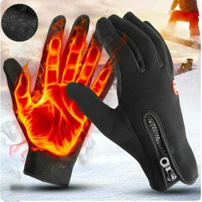 Winter Gloves Touchscreen Fleece-Lined Zippered Wrist