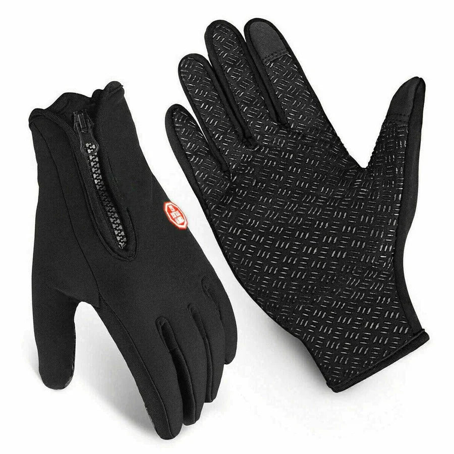 Winter Gloves Touchscreen Fleece-Lined Zippered Wrist