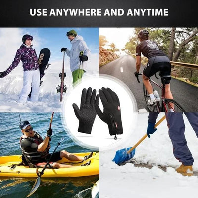 Winter Gloves Touchscreen Fleece-Lined Zippered Wrist