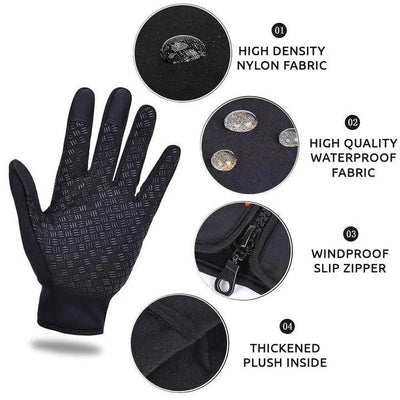 Winter Gloves Touchscreen Fleece-Lined Zippered Wrist