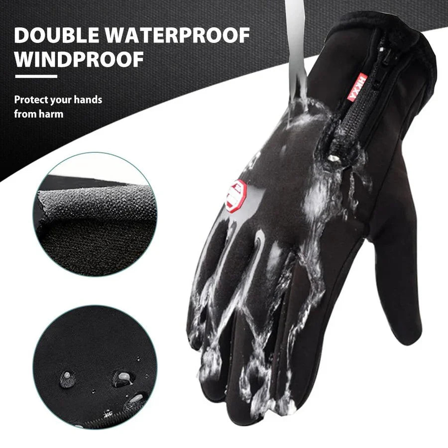 Winter Gloves Touchscreen Fleece-Lined Zippered Wrist