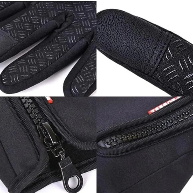 Winter Gloves Touchscreen Fleece-Lined Zippered Wrist