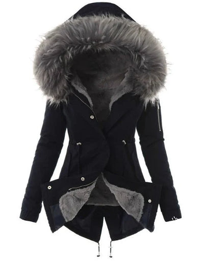 Winter Parka Full Faux Fur Lining Wind-Resistant Adjustable Waist