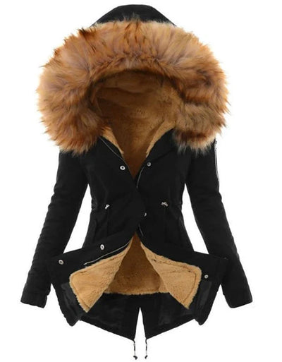 Winter Parka Full Faux Fur Lining Wind-Resistant Adjustable Waist