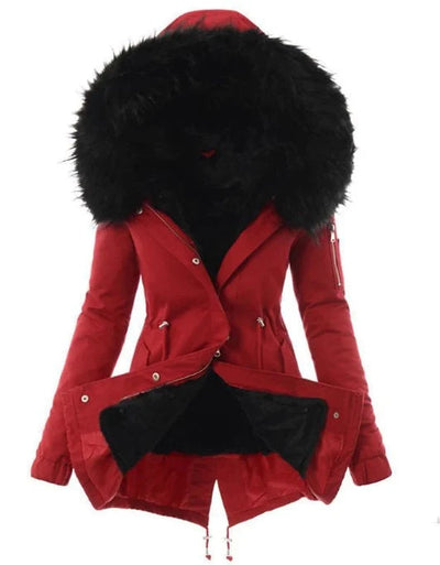 Winter Parka Full Faux Fur Lining Wind-Resistant Adjustable Waist