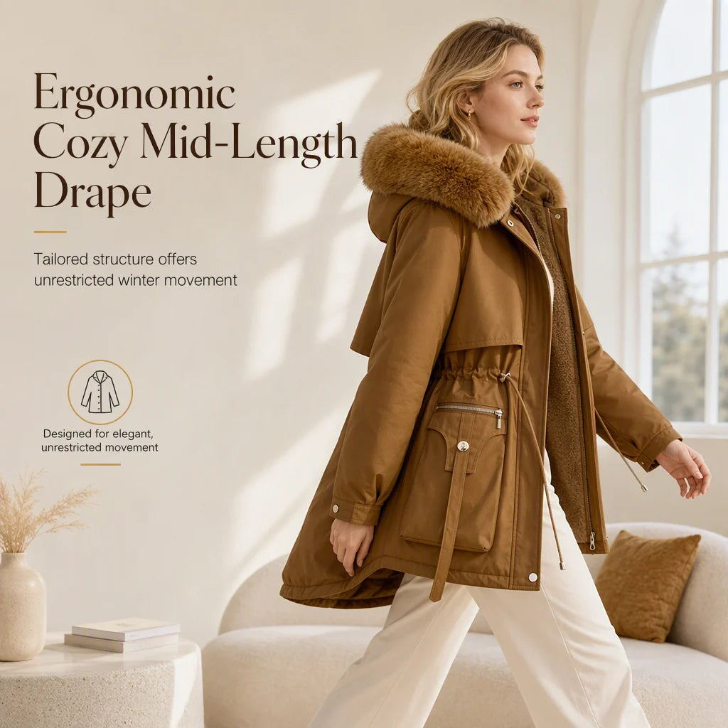 Winter Parka Windproof Dual-Layer Insulation Mid-Length Coverage