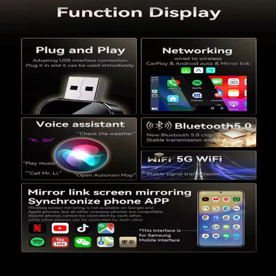 Wireless Car Adapter Screen Mirroring & Auto Reconnect