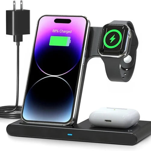 Wireless Charging Stand 3-In-1 Foldable Fast Charging