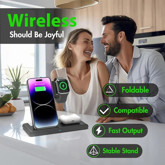 Wireless Charging Stand 3-In-1 Foldable Fast Charging