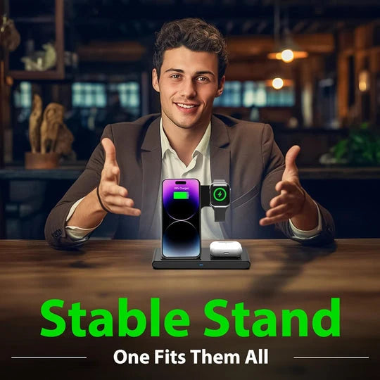 Wireless Charging Stand 3-In-1 Foldable Fast Charging