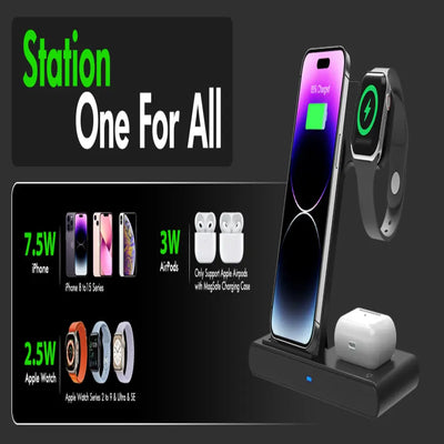 Wireless Charging Stand 3-In-1 Foldable Fast Charging