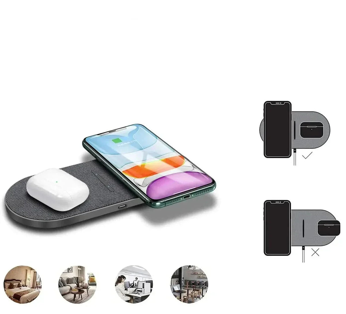 Wireless Charging Station Dual Device Qi-Compatible 40W